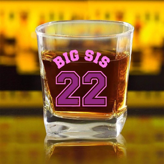 Big Sis 2022 - Big Sister Baby Family Birth Girl Square Whiskey Glasses