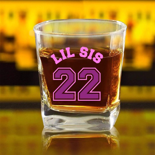 Lil Sis 2022 Little Sister Baby Family Birth Child Square Whiskey Glasses