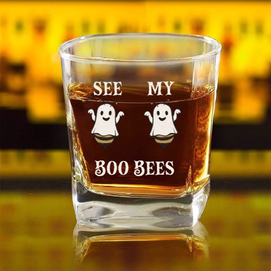 See My Boo Bees Square Whiskey Glasses