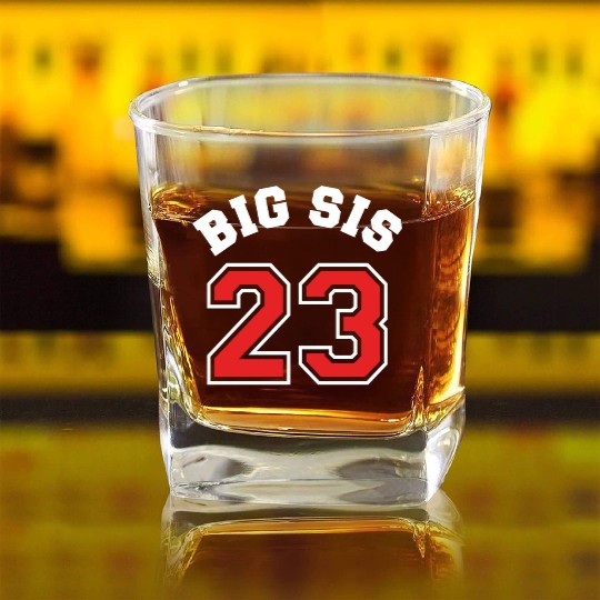 Big Sis 2023 - Big Sister Baby Family Birth Girl Square Whiskey Glasses