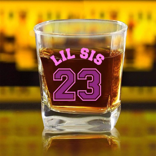Lil Sis 2023 Little Sister Baby Family Birth Child Square Whiskey Glasses