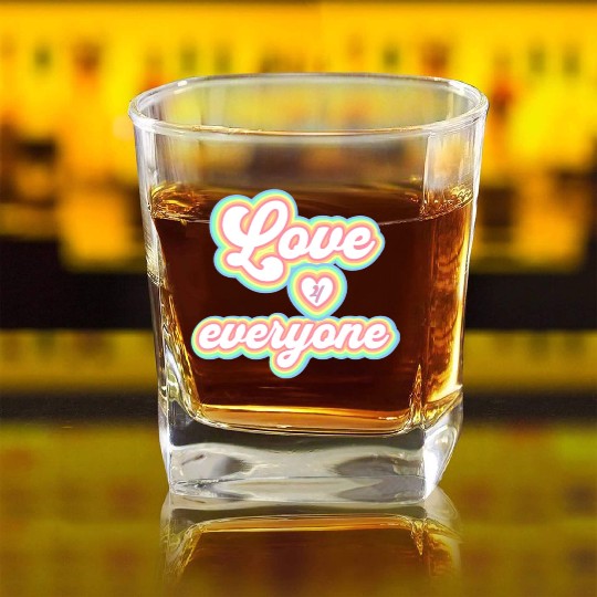 Rainbow unisex love for everyone Square Whiskey Glasses
