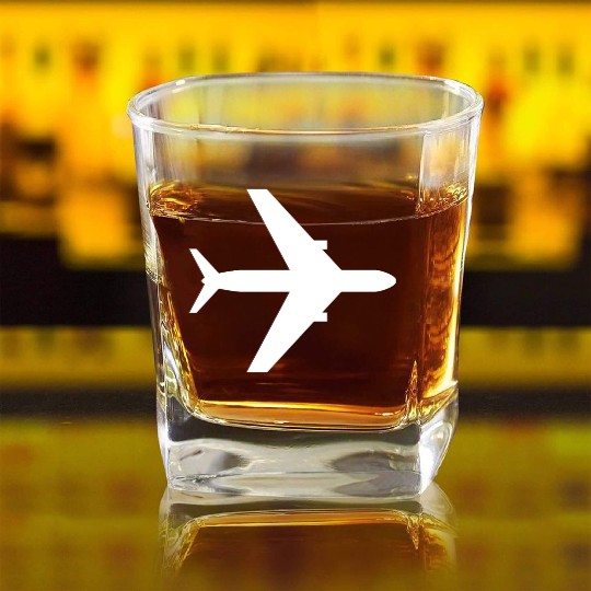 Pilot Aviation Airplanes Flying Airline Square Whiskey Glasses