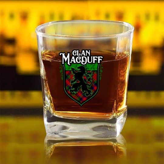 Clan MacDuff Scottish Tartan Rampant Lion Celtic Square Whiskey Glasses