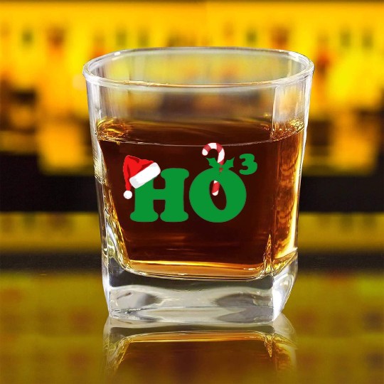 Ho Ho Ho Cubed Christmas Math Square Whiskey Glasses