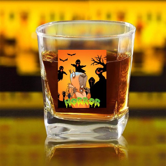 In Front Of Zombies To Save My Capybara Halloween Square Whiskey Glasses