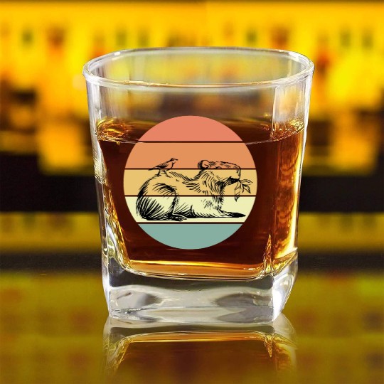 Retro Capybara Square Whiskey Glasses