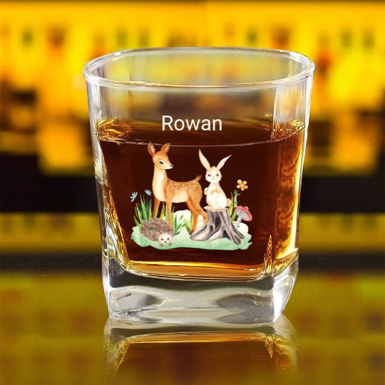 Animal deer rabbit hedgehog Rowan Square Whiskey Glasses