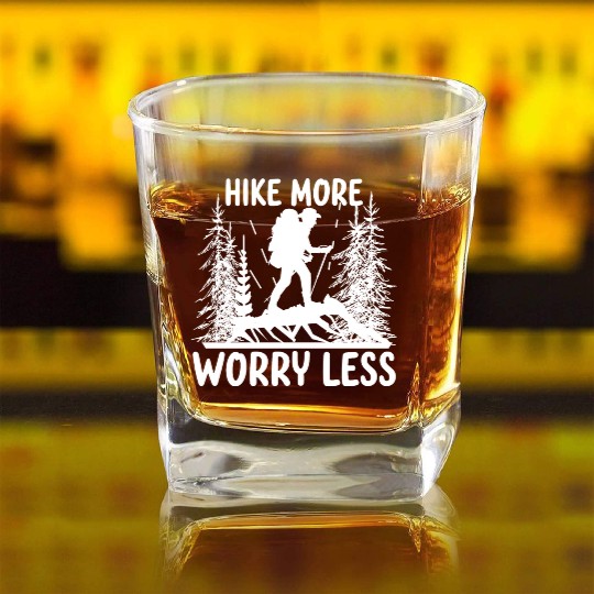 Hiking Go Mountaineering Hiking Tour Cool Saying Square Whiskey Glasses