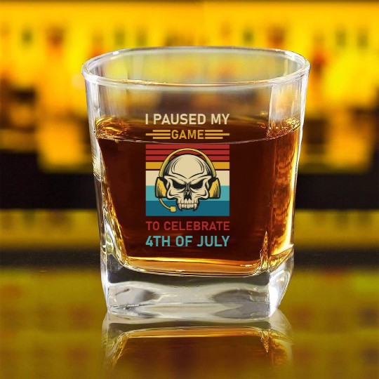 4th of july Gamer I paused my game to Celebrate Square Whiskey Glasses