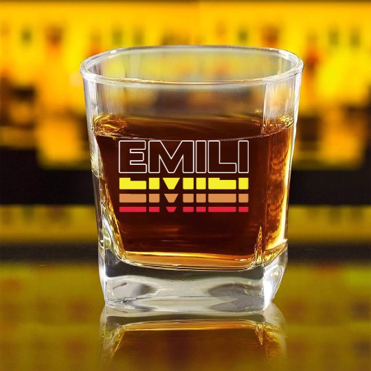 Emili First Name Funny Vintage Sunset Emili Square Whiskey Glasses