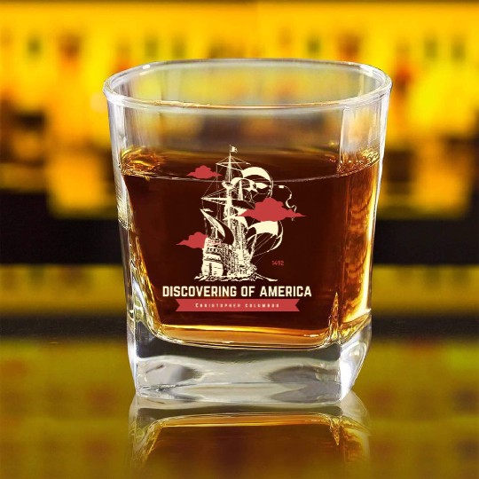 The first italian american Christopher columbus Square Whiskey Glasses