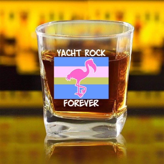 Yacht Rock Forever Square Whiskey Glasses 80s Style flamingo