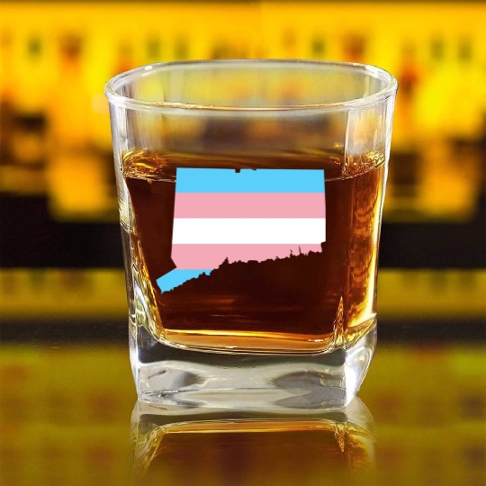 Trans Flag Connecticut LGBT Pride Support Square Whiskey Glasses