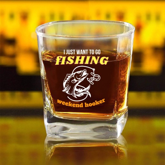 Fishing Lifestyle weekend hooker Square Whiskey Glasses