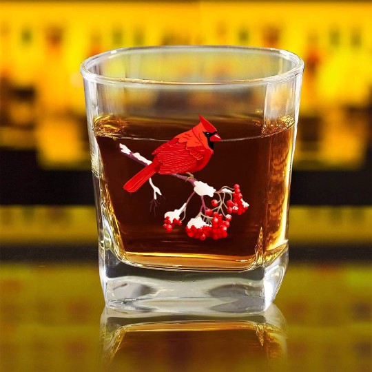 Awesome Red Cardinal Birds Gift Nature Lover Funny Square Whiskey Glasses