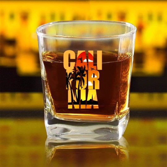 CALIFORNIA BEACH Square Whiskey Glasses
