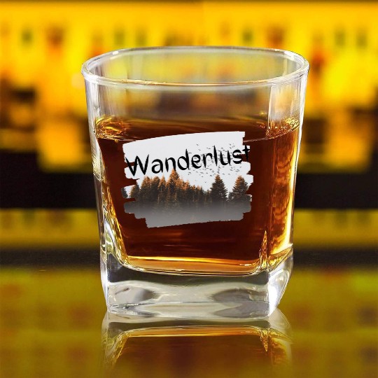 Wanderlust design Square Whiskey Glasses