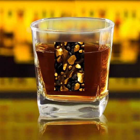 Gold nuggets Square Whiskey Glasses