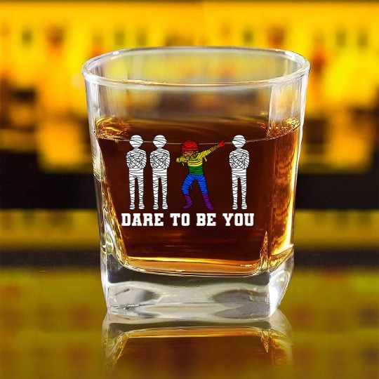 Dabbing Mummy LGBTQ Pride Halloween Square Whiskey Glasses