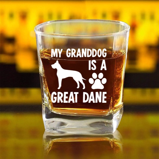 My Granddog Is A Great Dane Square Whiskey Glasses