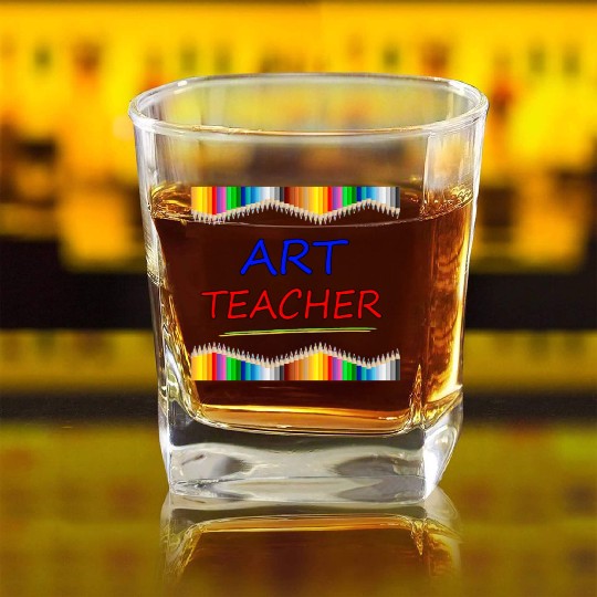 Art Teacher Drawing Painting Fun Artist Gift Square Whiskey Glasses