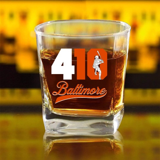 Baltimore baseball area code 410 Square Whiskey Glasses