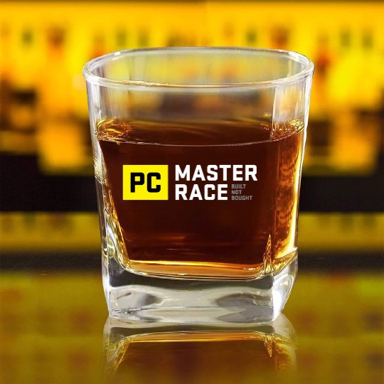 Pc Master Race Built Not Bought Glorious Square Whiskey Glasses