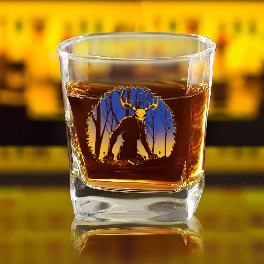 Wendigo Folk Creature Forest Cryptid Halloween Square Whiskey Glasses