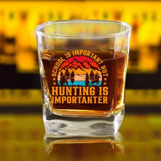 Deer Hunting Hunter - Back To School Hunting Square Whiskey Glasses