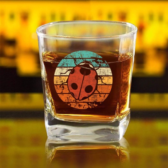Retro Vintage Ladybug Animal Insect Lover Ladybird Square Whiskey Glasses