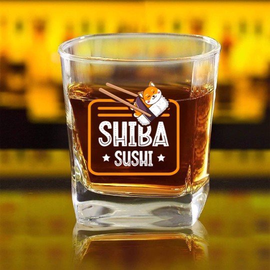 Shiba Sushi Japanese Foodie I Love Sushi Eater Square Whiskey Glasses