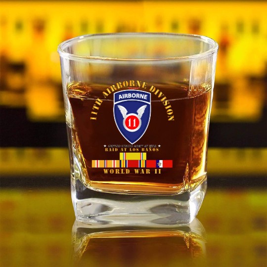 11th Airborne Division Raid at Los Baños WWII wPAC Square Whiskey Glasses