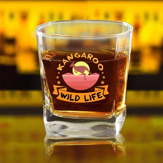 Kangaroo Wild Life Square Whiskey Glasses