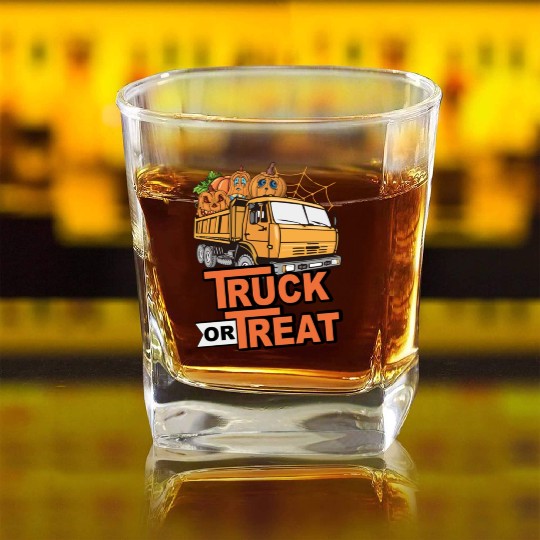 Funny Halloween Truck Or Treat Pumpkins Toddler Square Whiskey Glasses