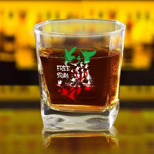 free iran, freedom, iran, no headscarves, flag Square Whiskey Glasses