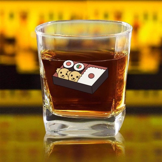 Sushi Bento Box Golden Retriever Square Whiskey Glasses