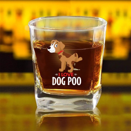 I Love Dog Poo Square Whiskey Glasses