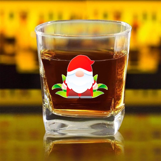 Christmas Cute Gnomes Square Whiskey Glasses
