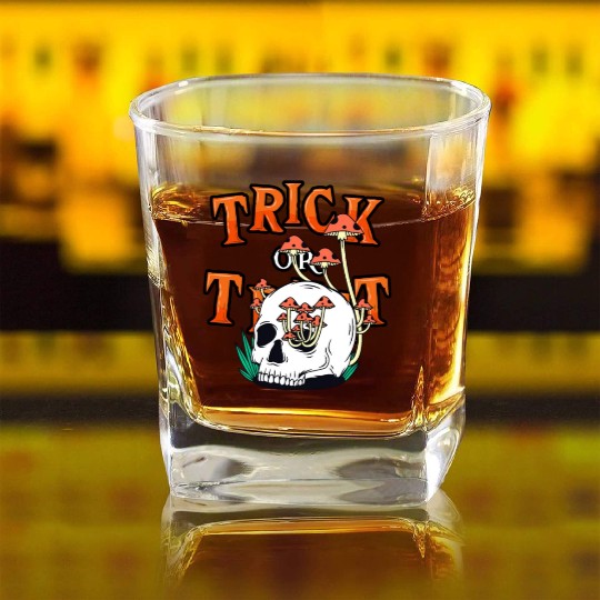 Trick or Treat People With Kindness Skeleton Hallo Square Whiskey Glasses
