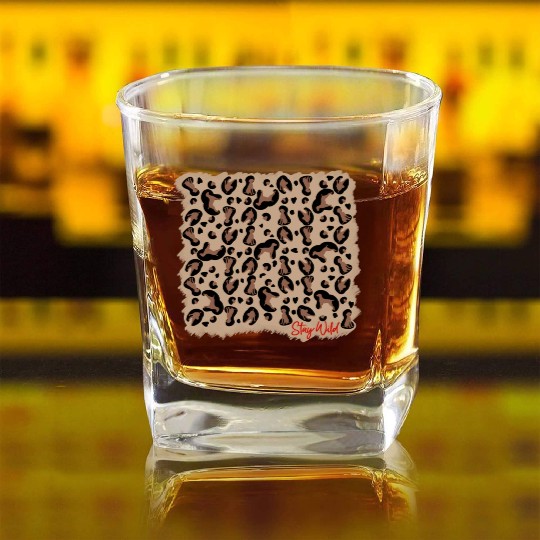 Vizsla leopard print stay Wild Square Whiskey Glasses