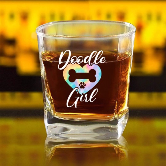Doodle Girl Goldendoodle Dog Lover Puppy Paw Love Square Whiskey Glasses