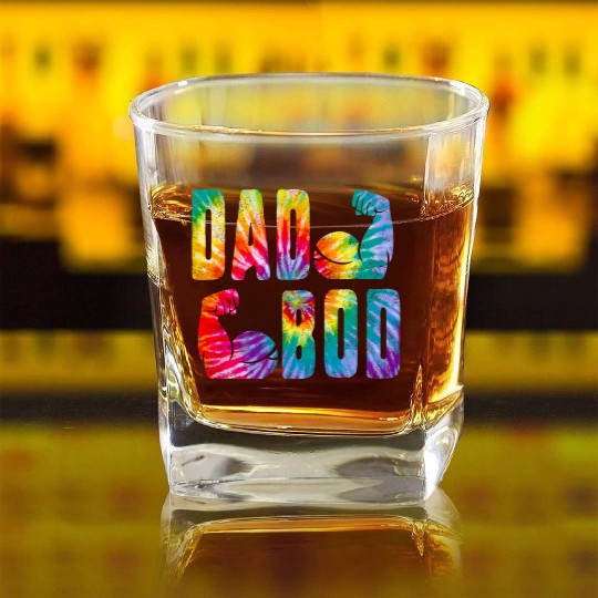 Dad Bod Muscle Building Gym Father's Day Gift for Square Whiskey Glasses