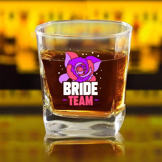 Bride Team Wedding Bachelorette Party Cute Square Whiskey Glasses
