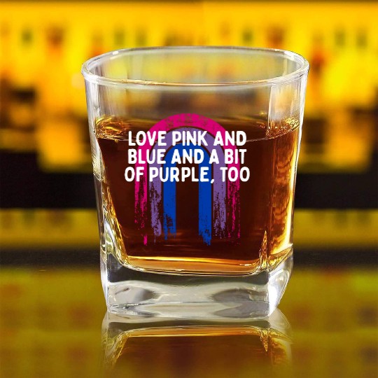 Pink Blue and a Bit of Purple Bisexual LGBTQ Bi Square Whiskey Glasses
