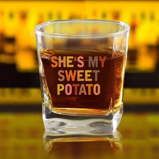 She s My Sweet Potato I Yam Couples Thanksgiving Square Whiskey Glasses