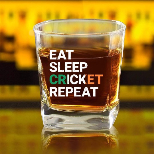 Eat Sleep Cricket Repeat Ireland Flag Sports Gift Square Whiskey Glasses