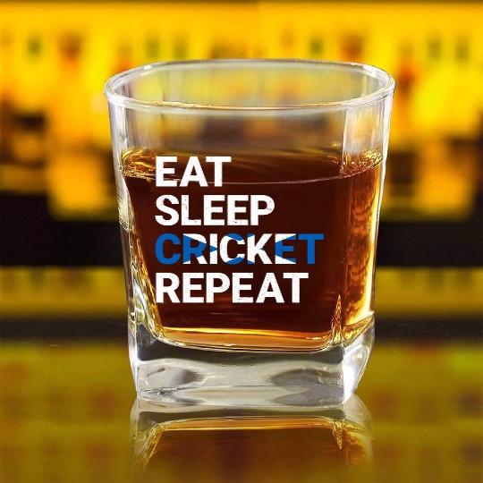 Eat Sleep Cricket Repeat Scotland Flag Sports Gift Square Whiskey Glasses