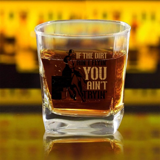 Barrel Racing Dirt Rodeo Equestrian Horse Barrel Square Whiskey Glasses