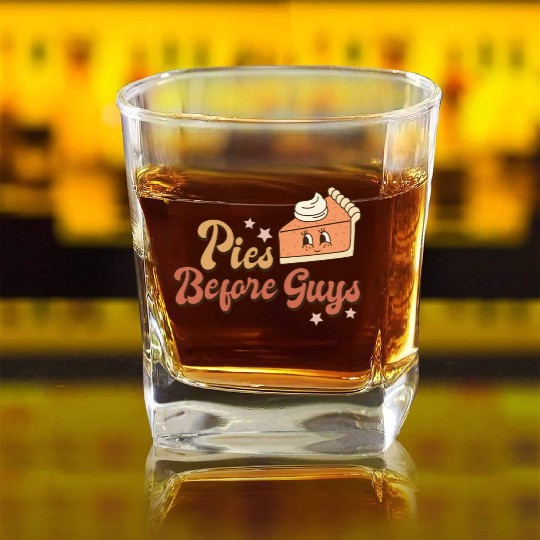 Thanksgiving Pies before guys retro vintage Square Whiskey Glasses